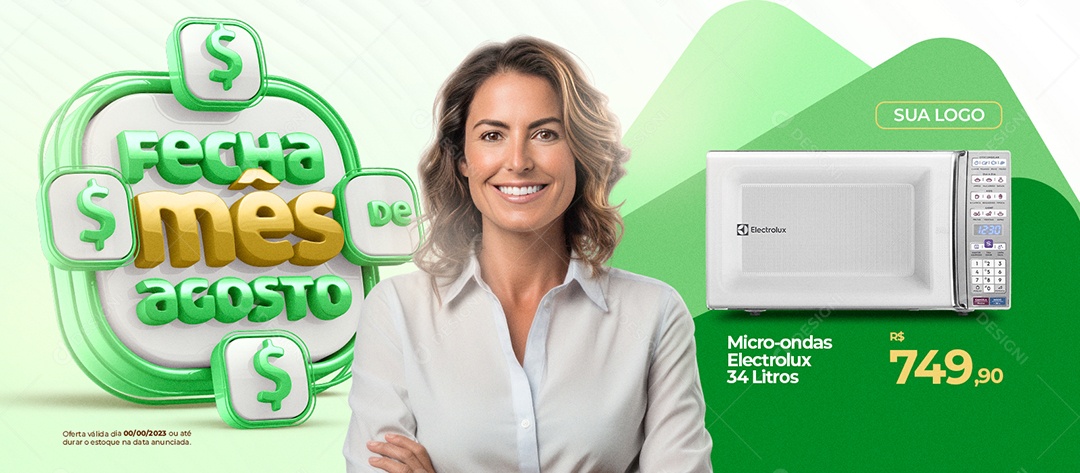 Banner Fecha Mês de Agosto Eletrodoméstico Micro Ondas Eletrolux Social Media PSD Editável