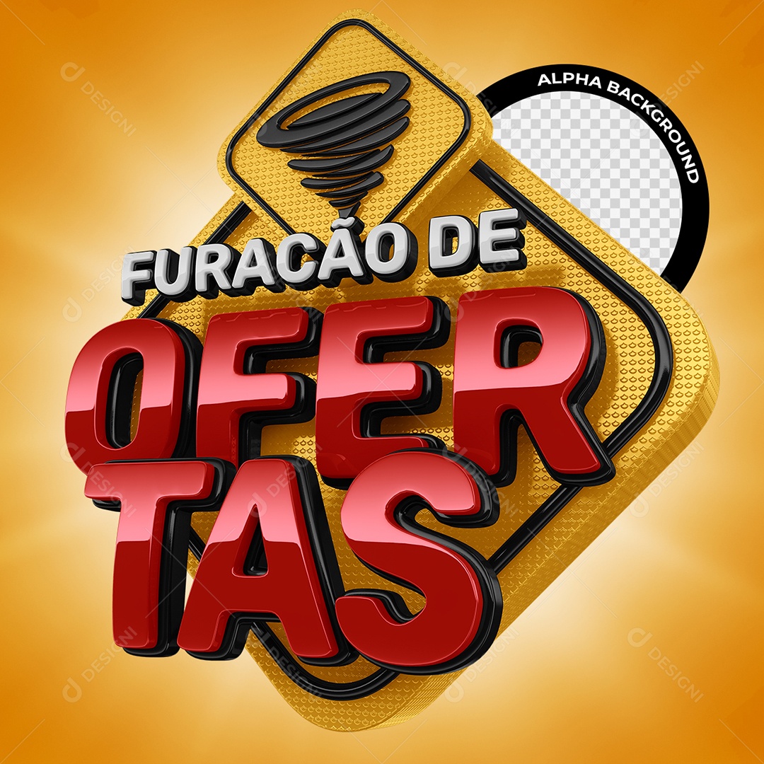 Selo 3D Furacão de Ofertas para Composição PSD