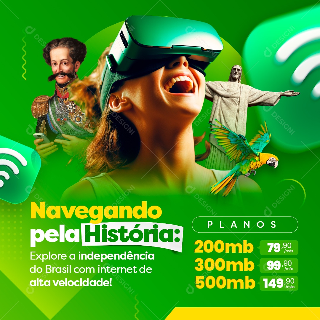 Social Media Navegando Pela História Independência Do Brasil PSD Editável