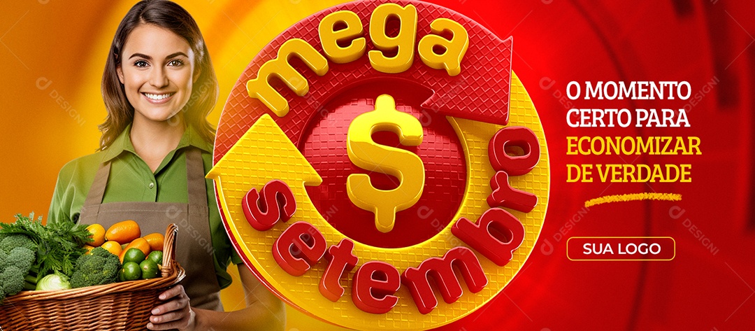 Banner Hortifruti Mega Setembro O Momento certo para Economizar Social Media PSD Editável