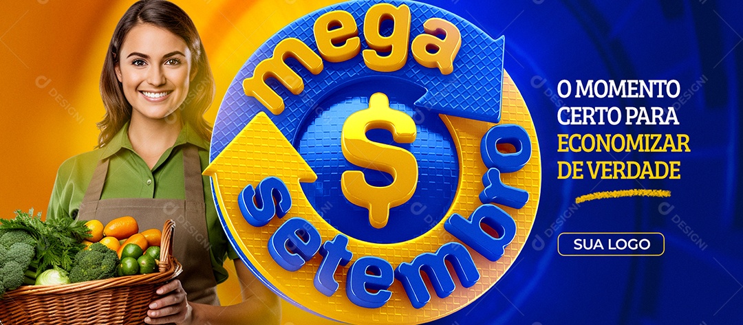 Banner Mega Setembro Hortifruti O Momento certo para Economizar Social Media PSD Editável