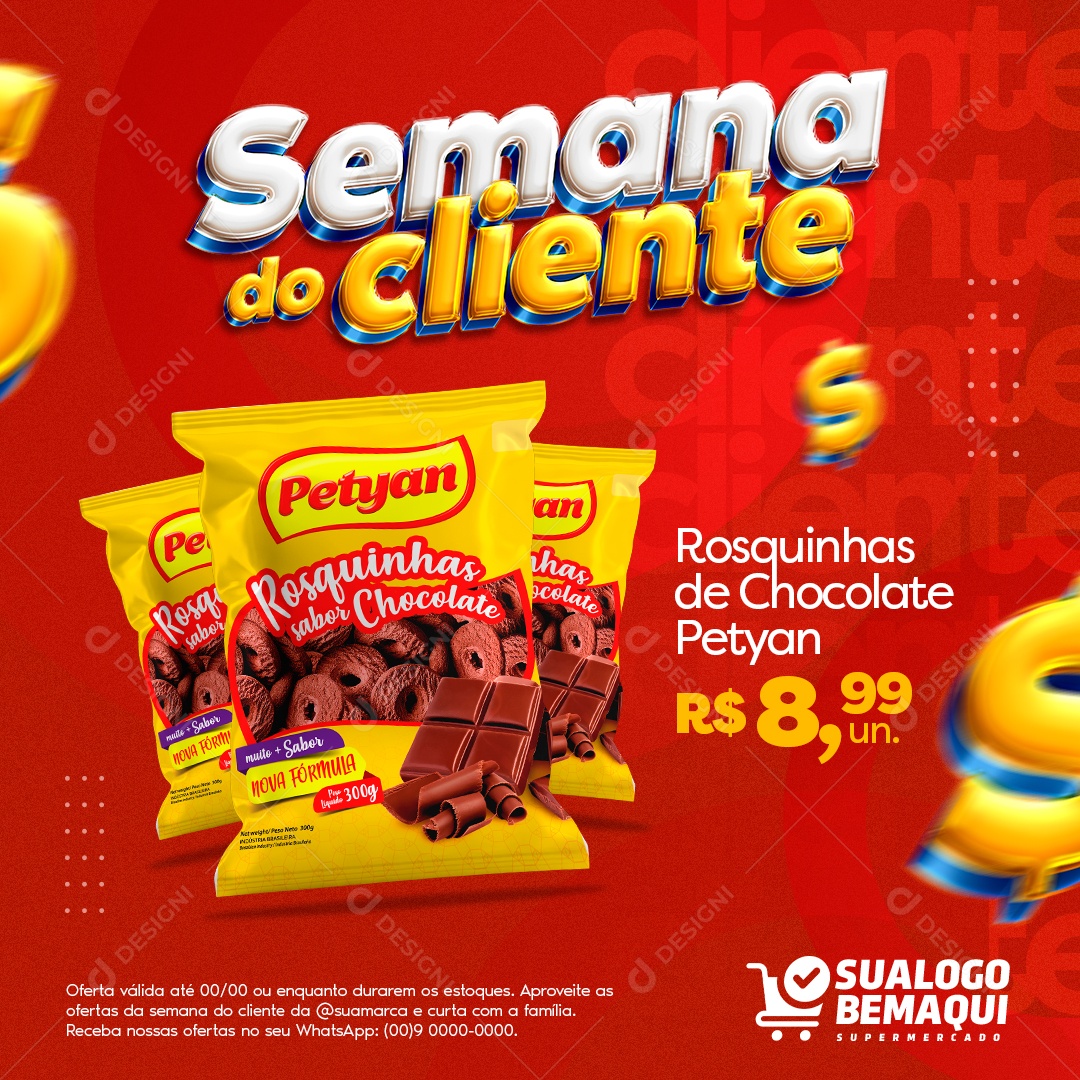 Social Media Semana Do Cliente Rosquinhas De Chocolate PSD Editável