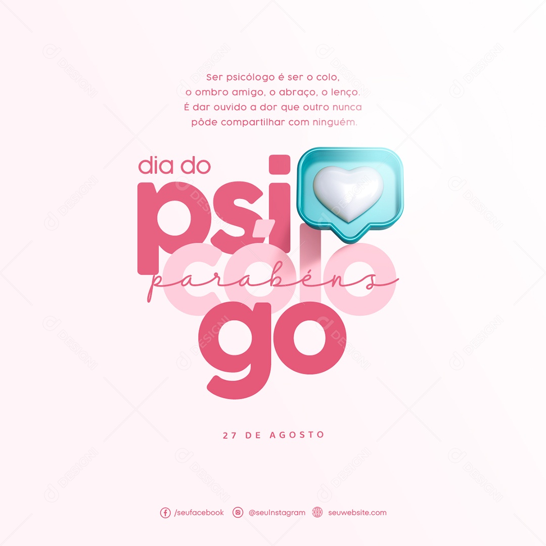 Social Media Dar Ouvido a Dor Dia Do Psicólogo PSD Editável