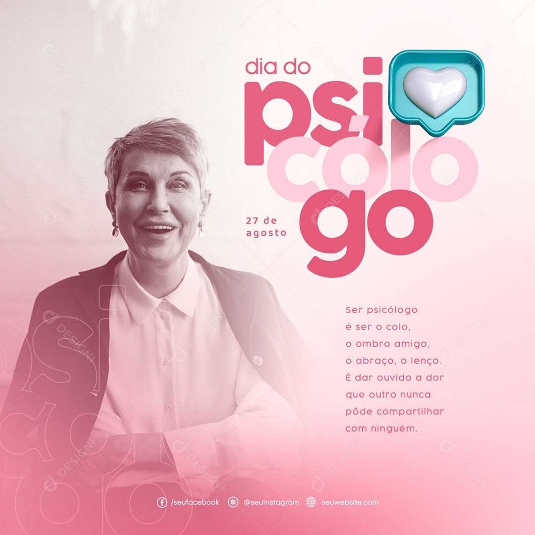 Dia Do Psicólogo 27 De Agosto Ombro Amigo Social Media PSD Editável