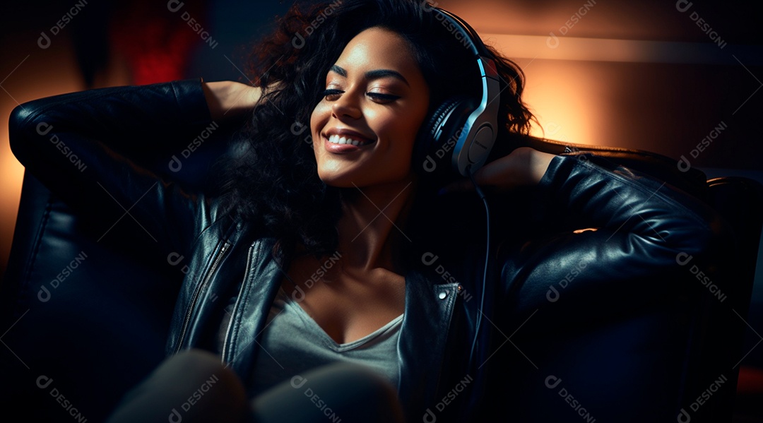 Fotografia de Jovem usando fones de ouvido curtindo música