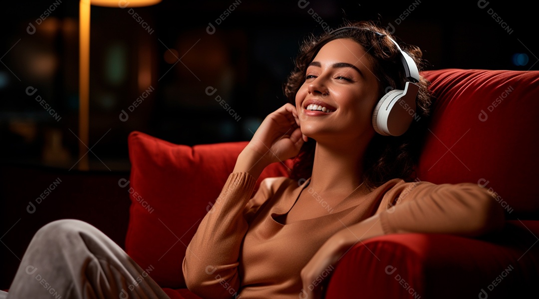 Fotografia de Jovem usando fones de ouvido curtindo música