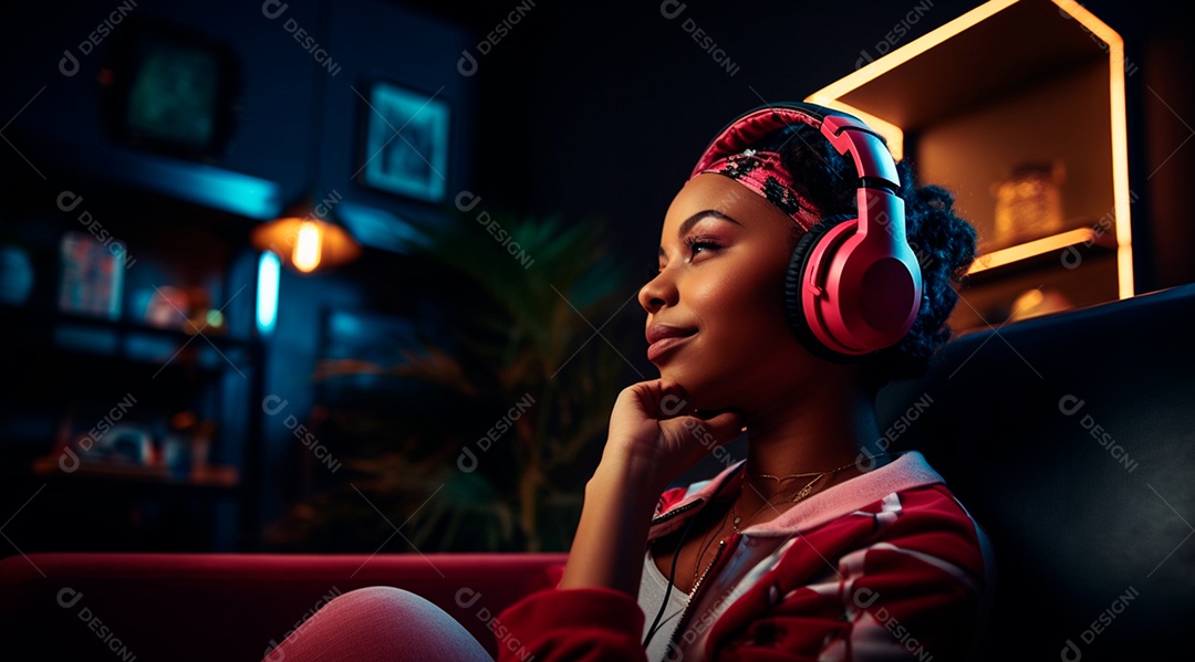 Fotografia de Jovem usando fones de ouvido curtindo música