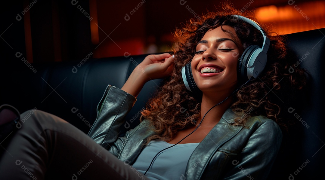 Fotografia de Jovem usando fones de ouvido curtindo música