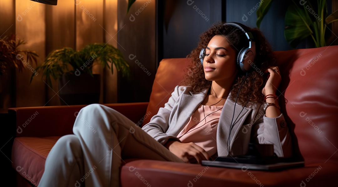 Fotografia de Jovem usando fones de ouvido curtindo música