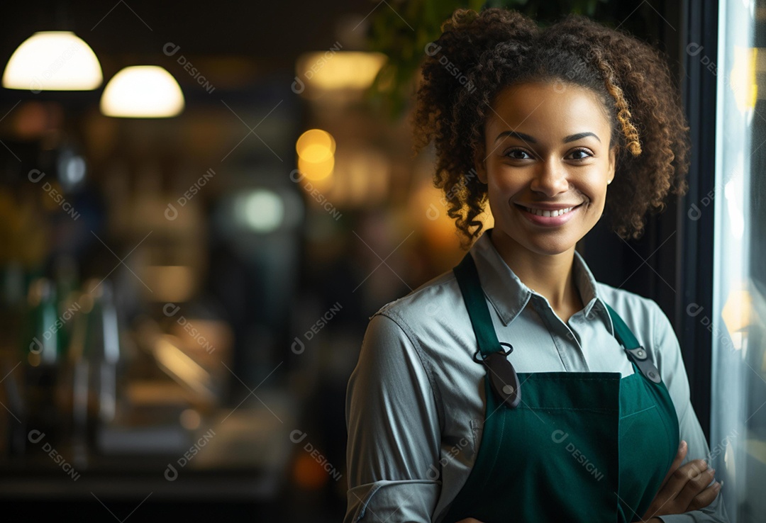 Linda atendente de supermercado sorridente