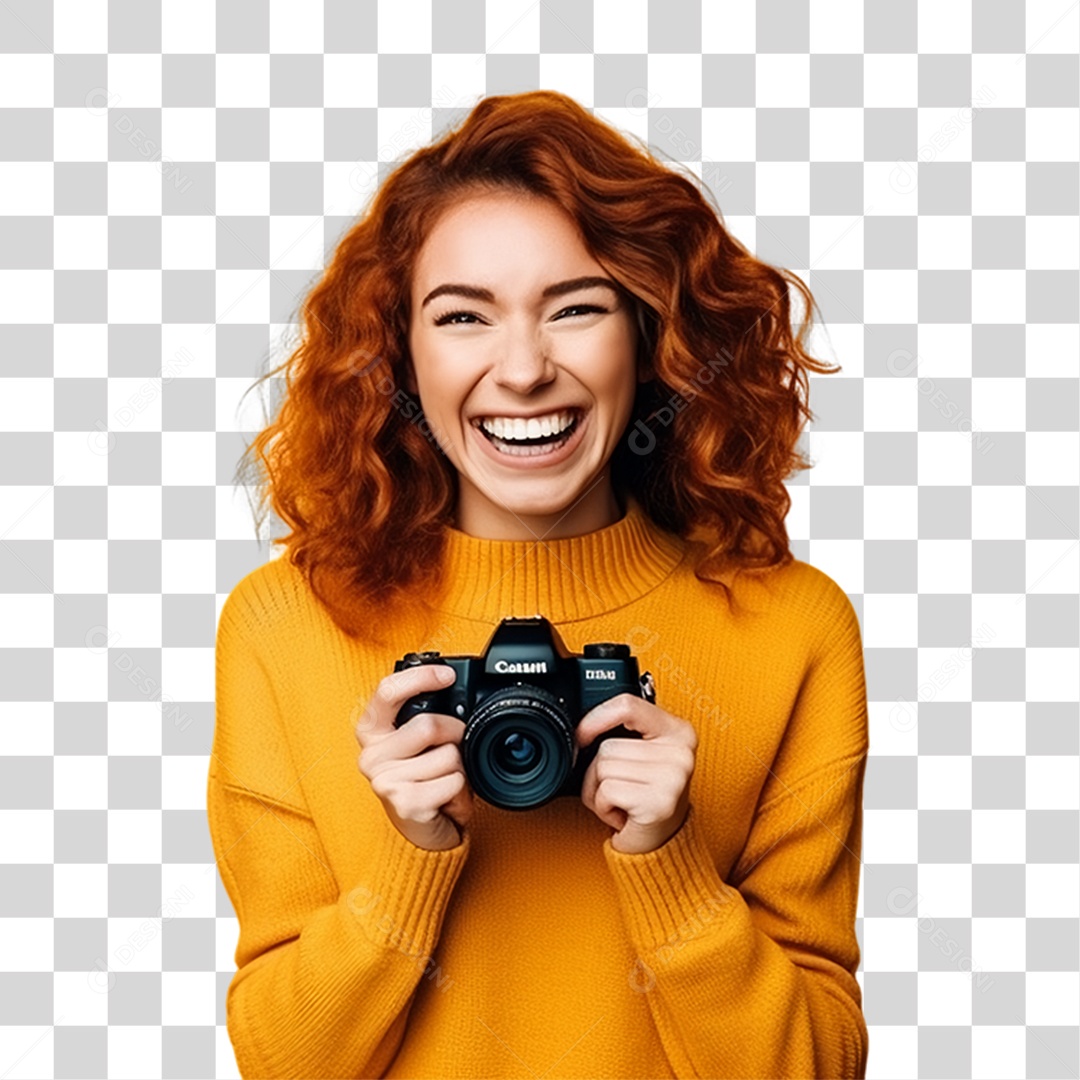 Mulher Fotógrafa PNG Transparente