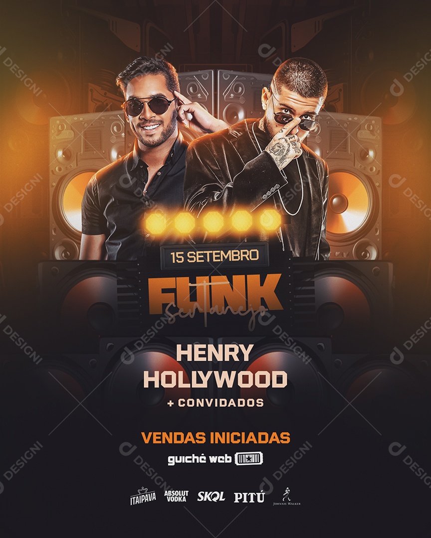 Social Media Flyer Feed Funk Sertanejo Henry Hollywood PSD Editável