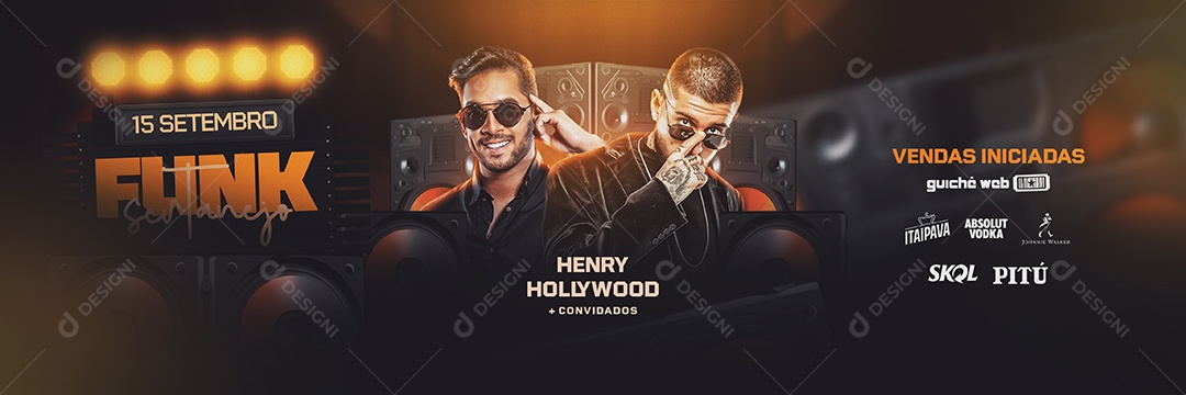 Social Media Flyer Banner Funk Sertanejo Henry Hollywood PSD Editável