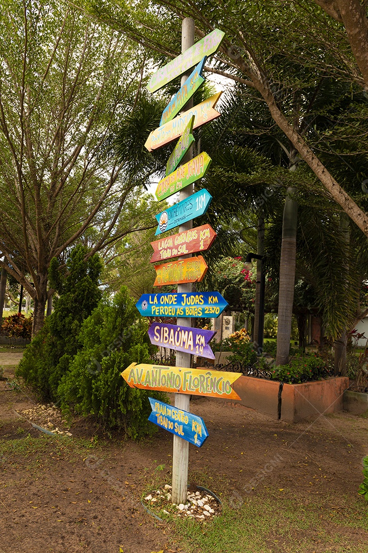 Placas de informações da praia