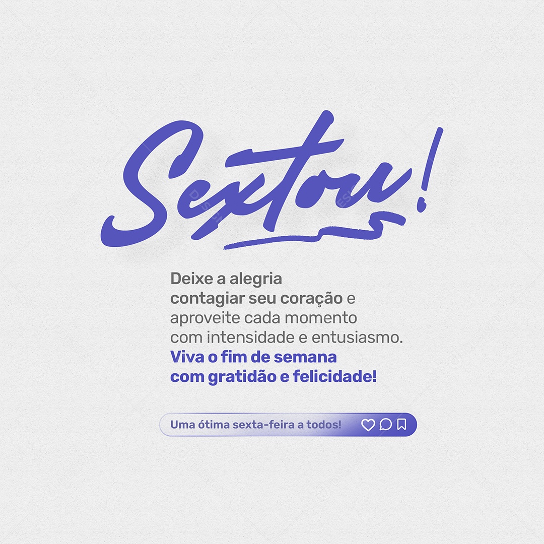 Social Media Sextou Gratidão e Felicidade Frase Motivacional PSD Editável