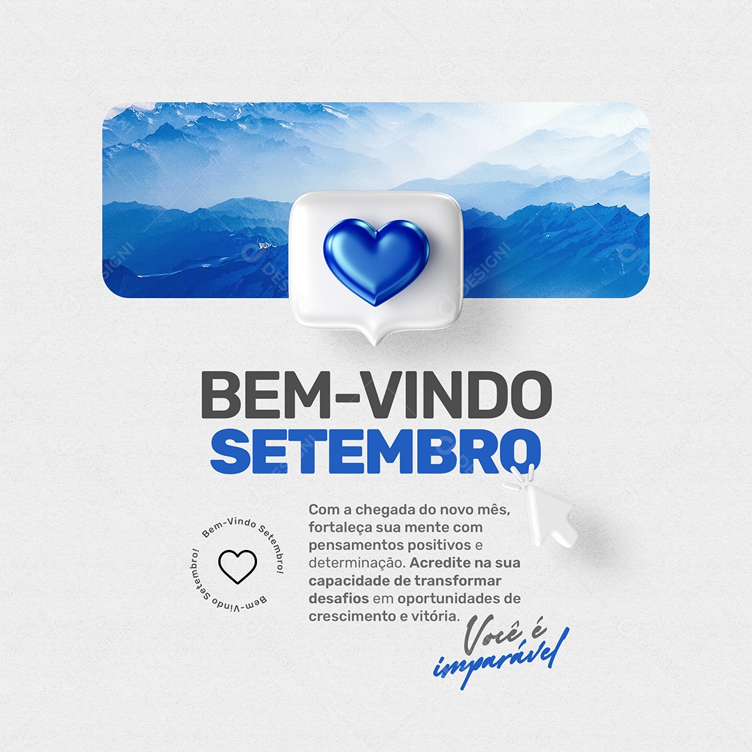 Bem vindo Setembro Você é Imparável Social Media PSD Editável