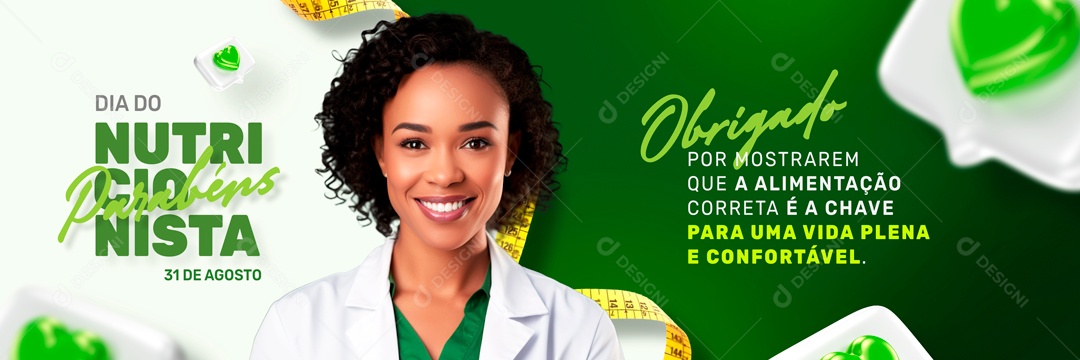 Social Media Banner Dia Do Nutricionista Obrigado PSD Editável