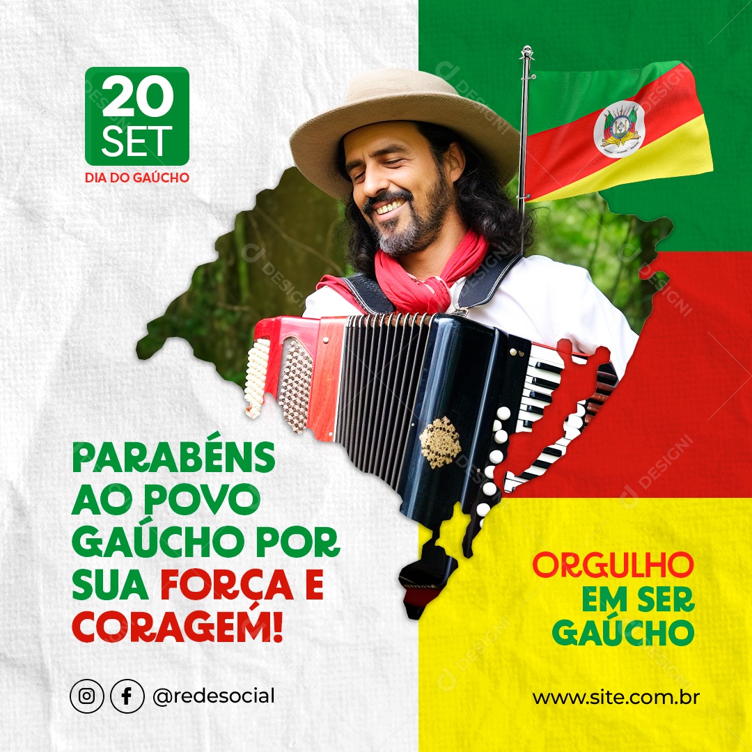 Parabéns Ao Povo Gaúcho Força e Coragem Social Media PSD Editável