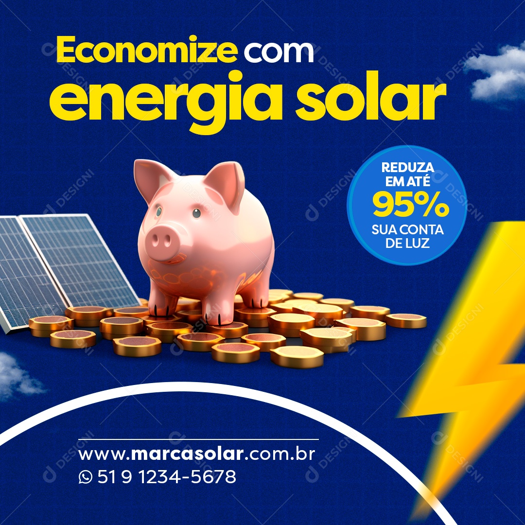 Social Media Economize Com Energia Solar PSD Editável