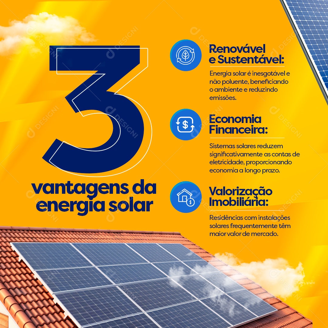 Vantagens Da Energia Solar Social Media PSD Editável