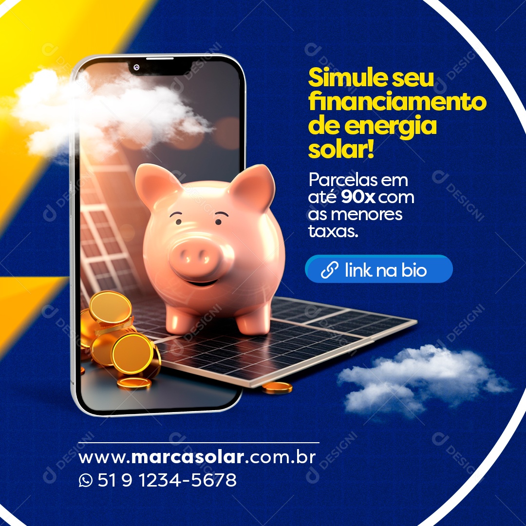 Social Media Simule Seu Financiamento De Energia PSD Editável