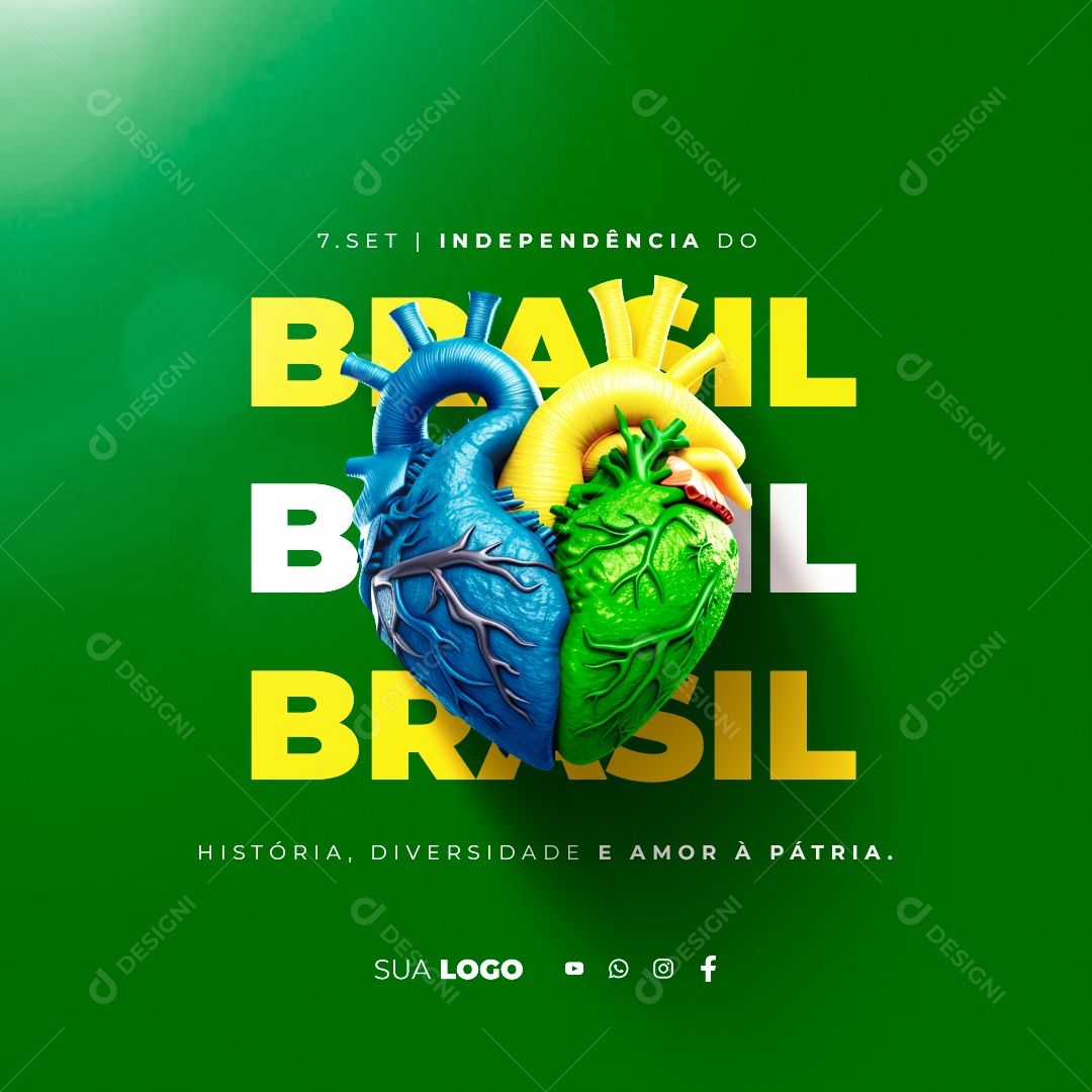 Dia Da Independência do Brasil História Diversidade e Amor à Pátria Social Media PSD Editável
