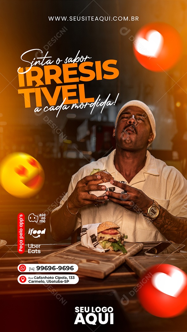 Social Media Sinta o Sabor Irresistível a Casa Mordida Hamburgueria PSD Editável