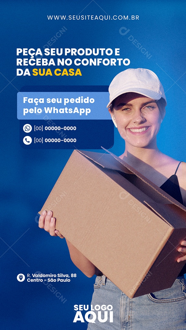 Peça Seu Produto Receba no Conforto Social Media PSD Editável