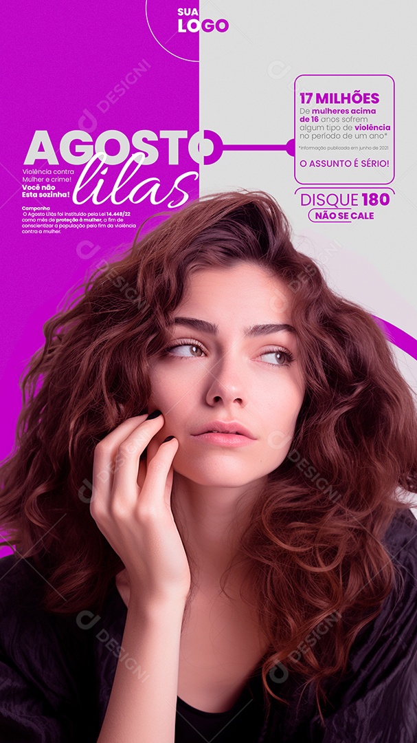 Story Agosto Lilás Você não Está Sozinha Social Media PSD Editável