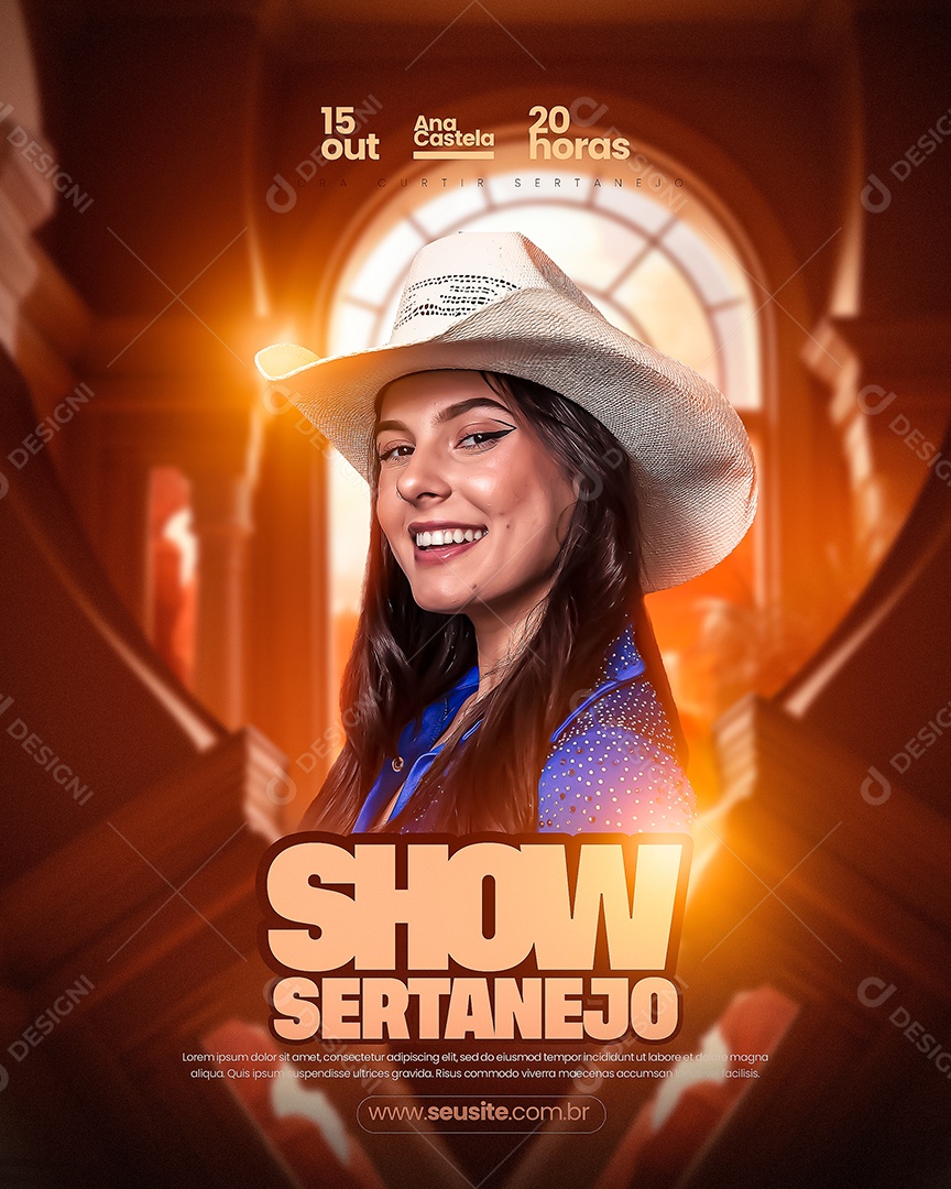 Flyer Show Sertanejo Ana Castela Social Media PSD Editável