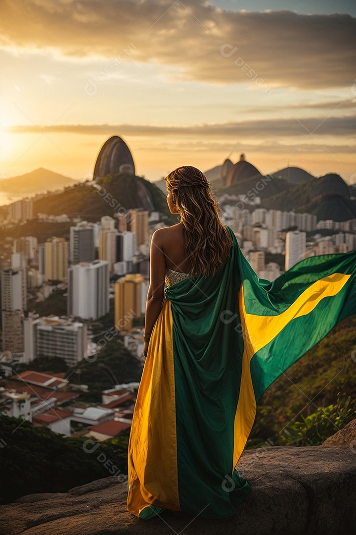 Linda mulher jovem brasileira sobre uma praia