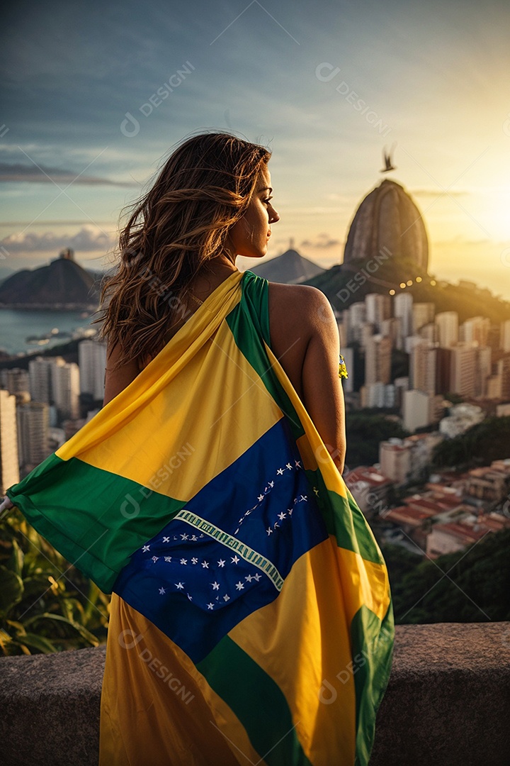 Linda mulher jovem brasileira sobre uma praia