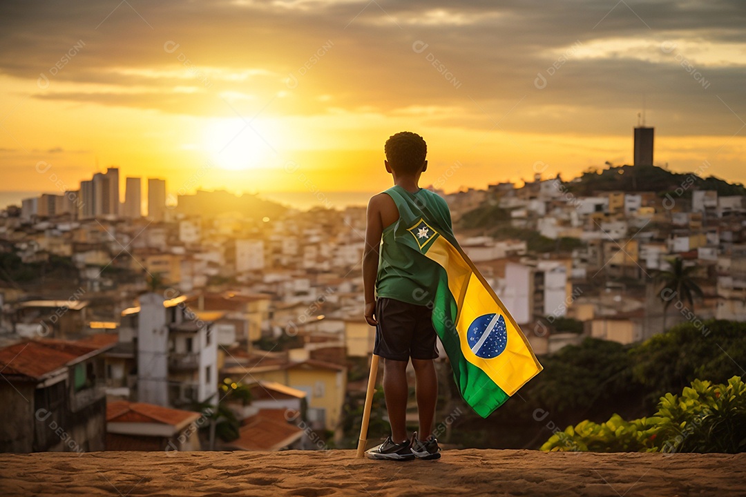 Criança comemorando o dia da independência do brasil