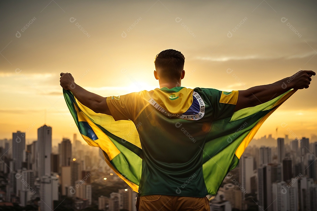 Homem comemorando o dia da independência do brasil