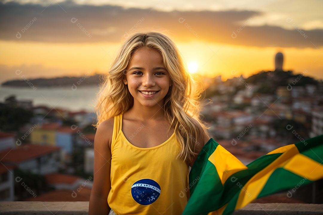 Criança comemorando o dia da independência do brasil