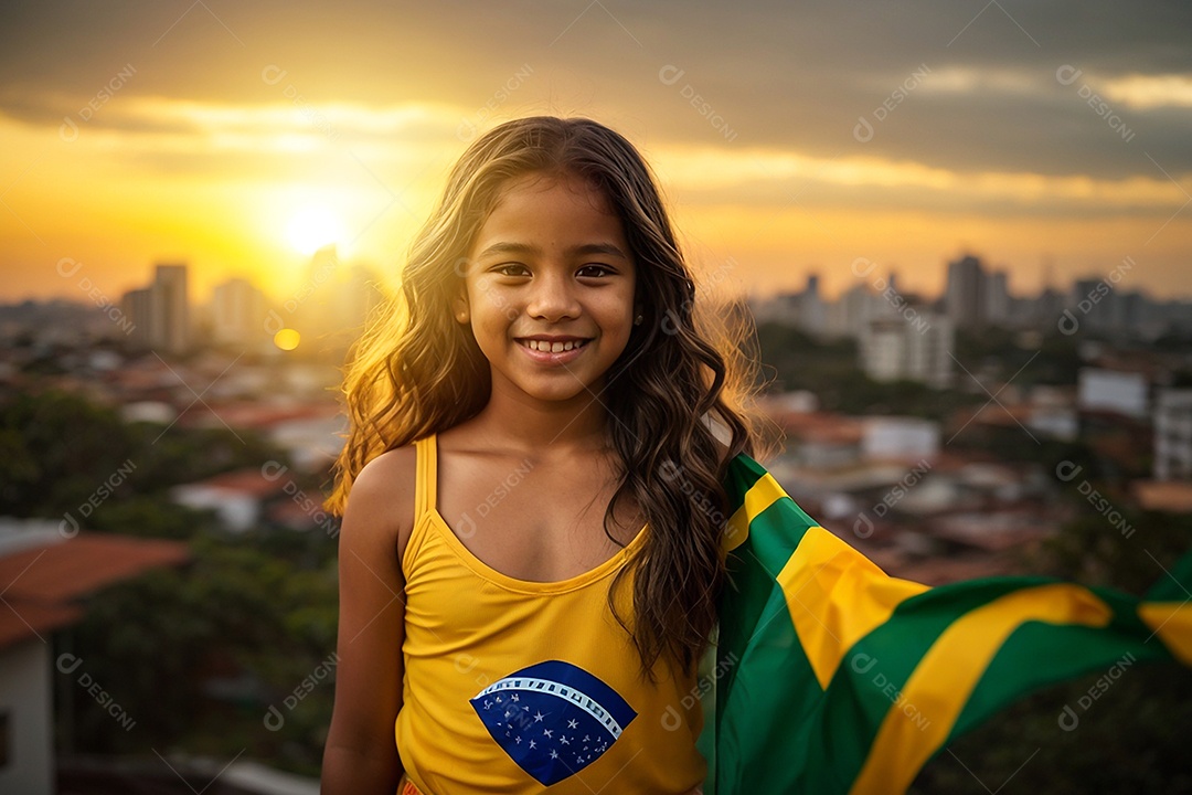 Criança comemorando o dia da independência do brasil