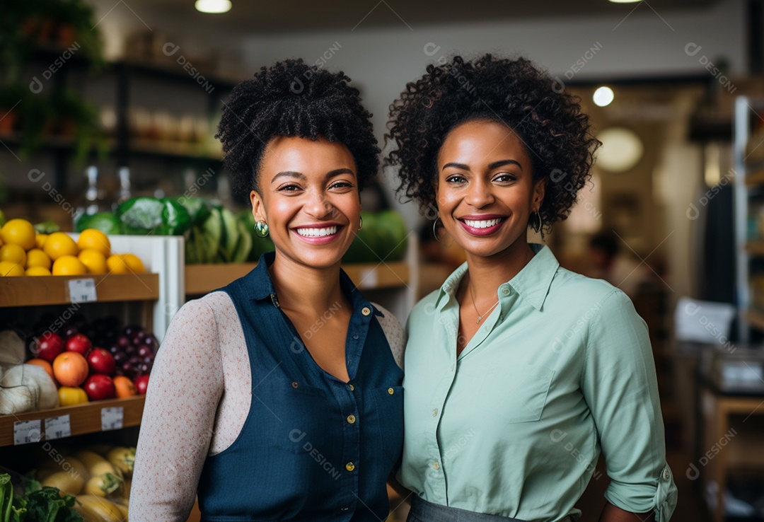 Linda atendente de supermercado sorridente
