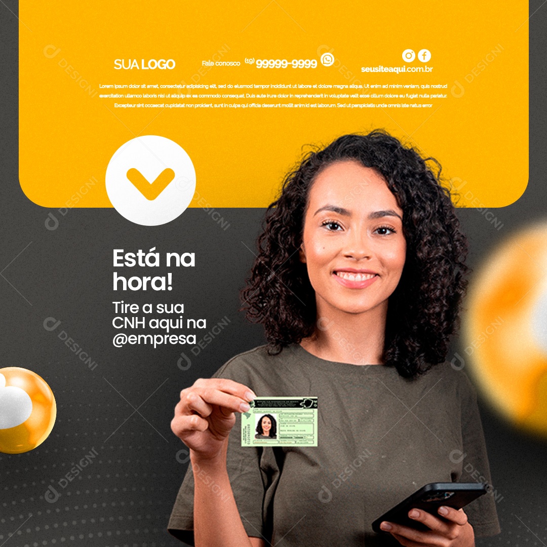 Auto Escola Está na Hora Tira a Sua CNH Social Media PSD Editável