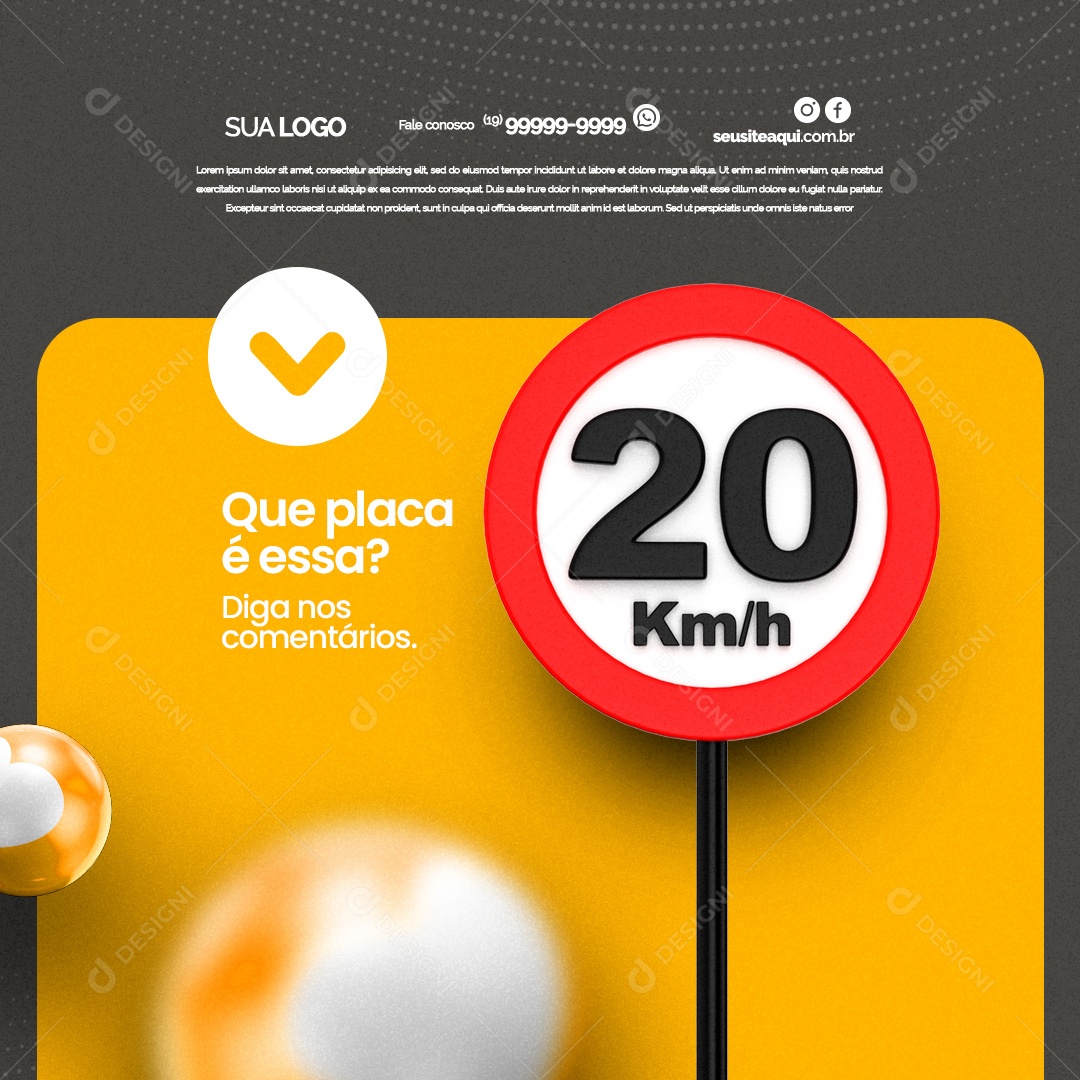 Auto Escola Que Placa é Essa Diga nos Comentários Social Media PSD Editável