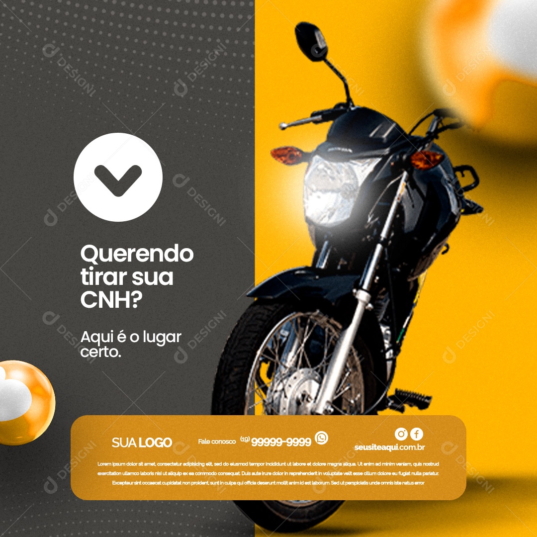 Auto Escola Querendo Tirar sua CNH Aqui é o Lugar Certo Social Media PSD Editável