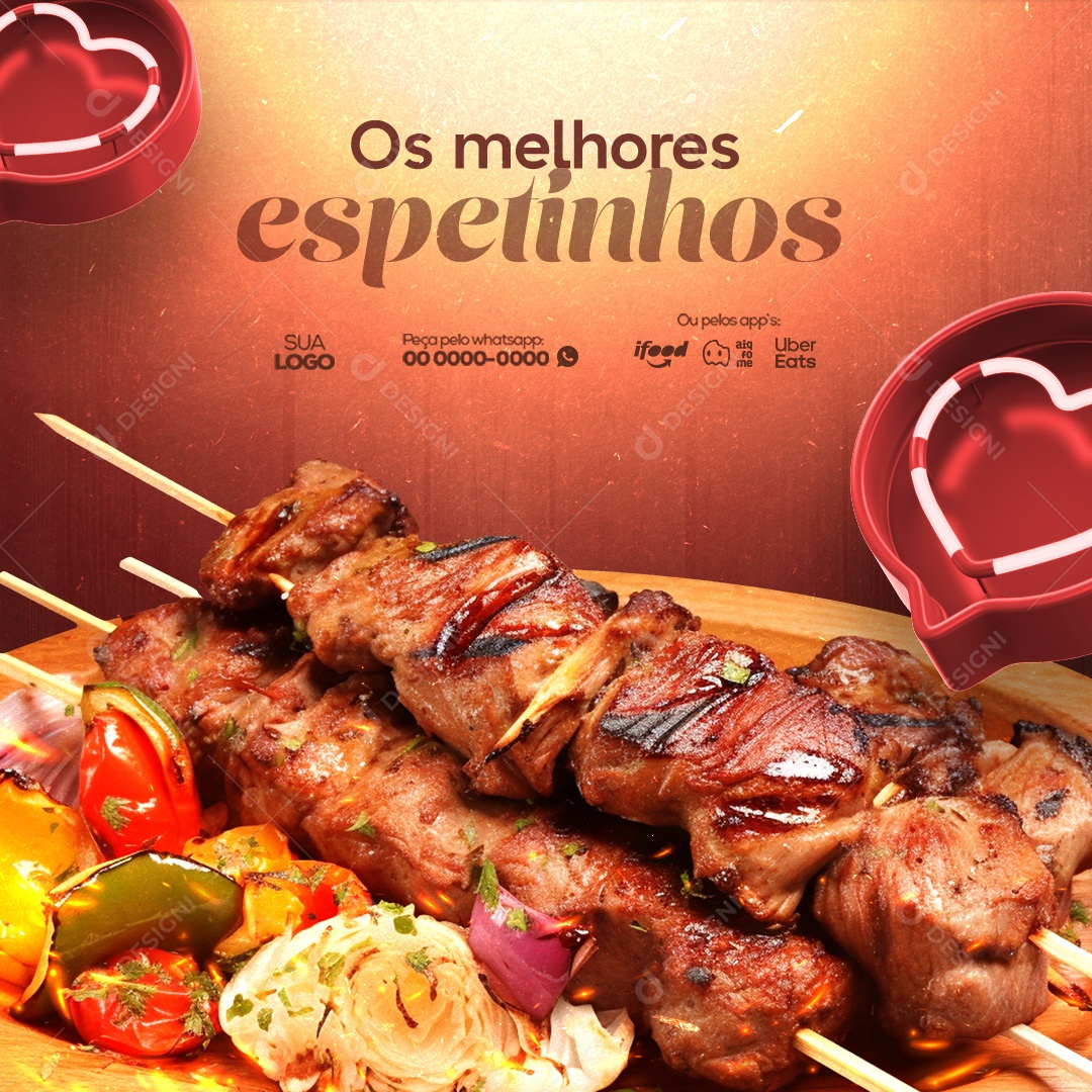 Churrascaria Os Melhores Espetinhos Social Media PSD Editável