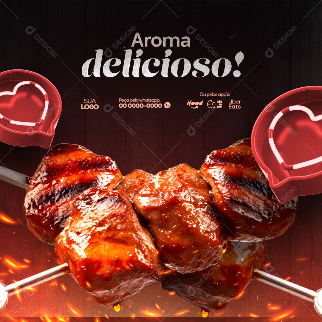 Churrascaria Aroma Delicioso Social Media PSD Editável