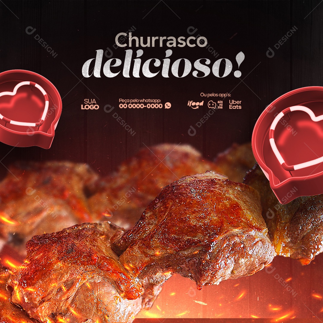 Churrascaria Churrasco Delicioso Social Media PSD Editável