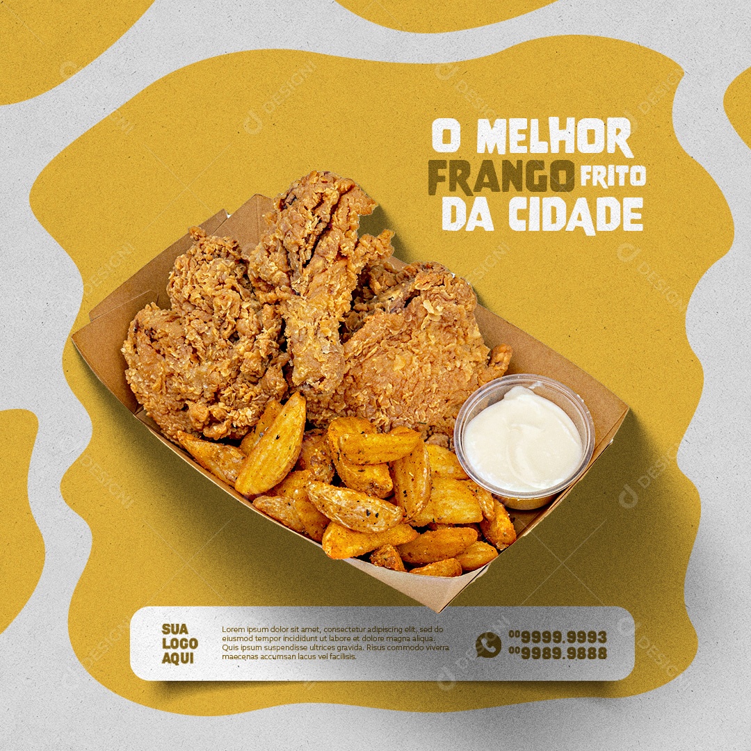 Social Media O Melhor Frango Frito da Cidade Delivery PSD Editável