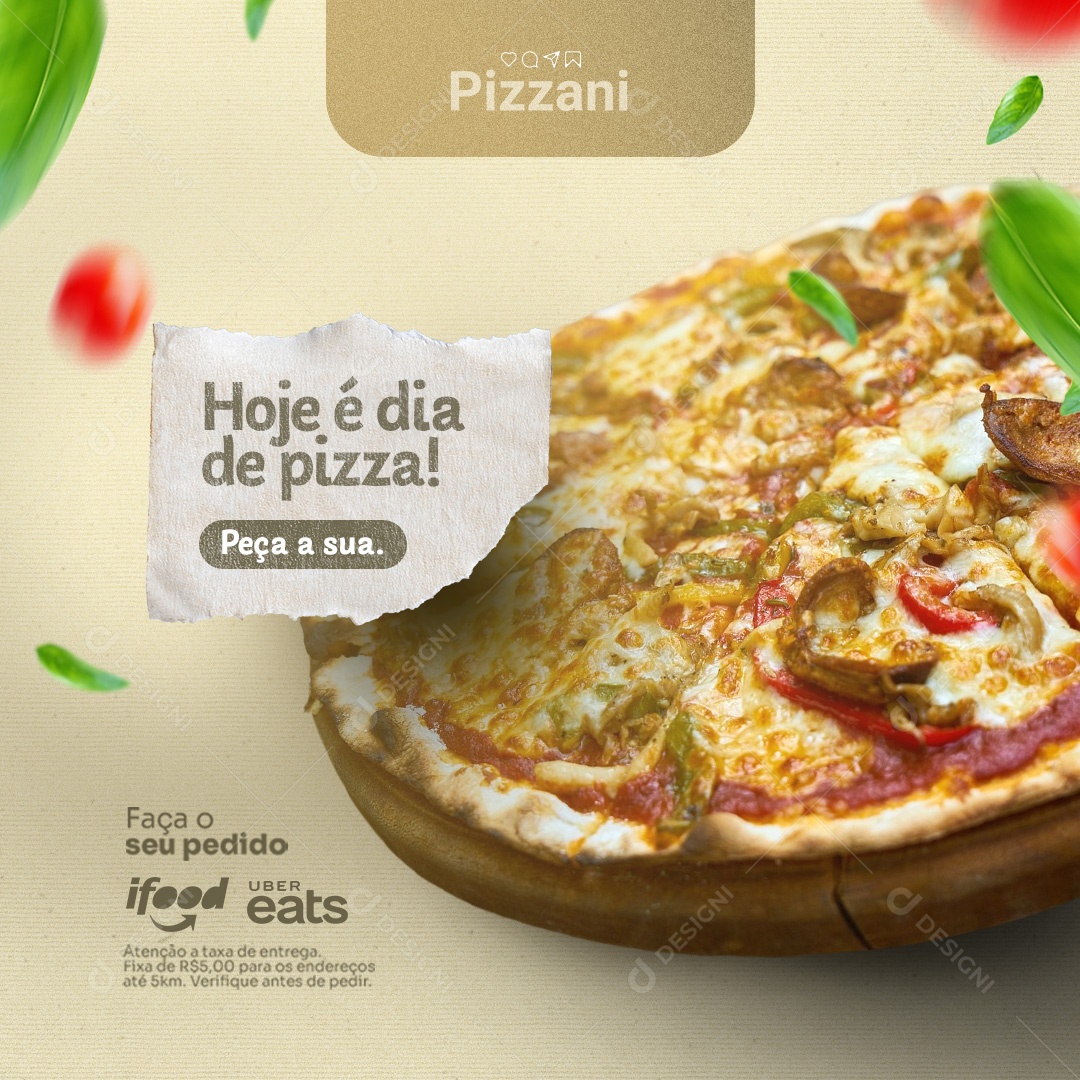 Pizzaria Hoje é Dia de Pizza Peça a Sua Social  Media PSD Editável