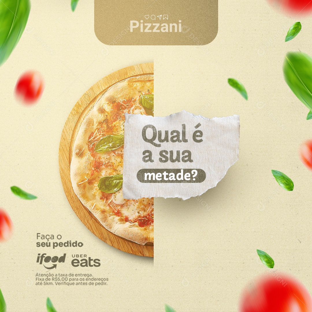 Pizzaria Qual é a Sua Metade Social Media PSD Editável