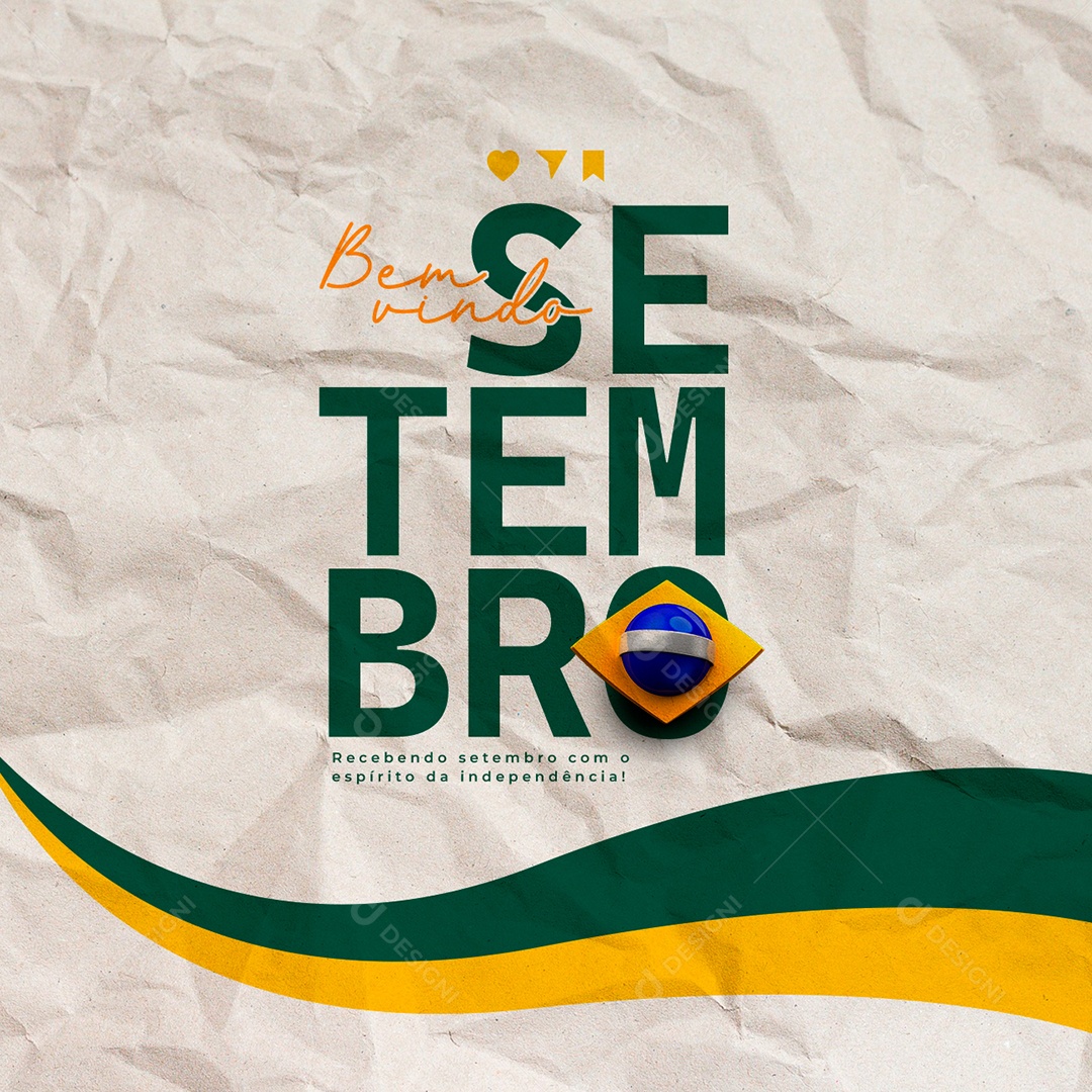 Bem Vindo Setembro Recebendo Setembro com Espírito de Independência Social Media PSD Editável