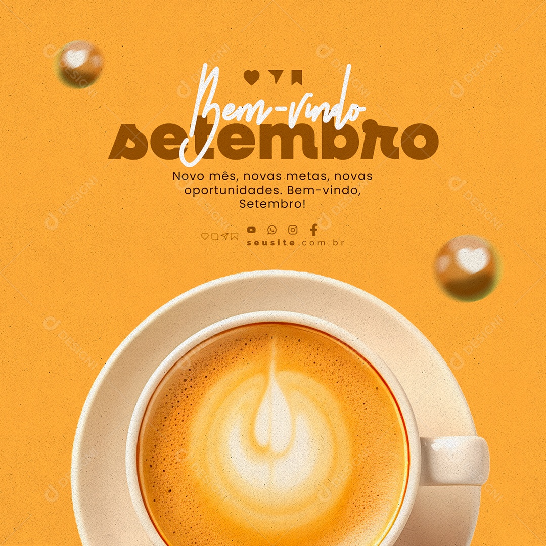 Bem Vindo Setembro Novo mês novas metas novas Oportunidades Social Media PSD Editável