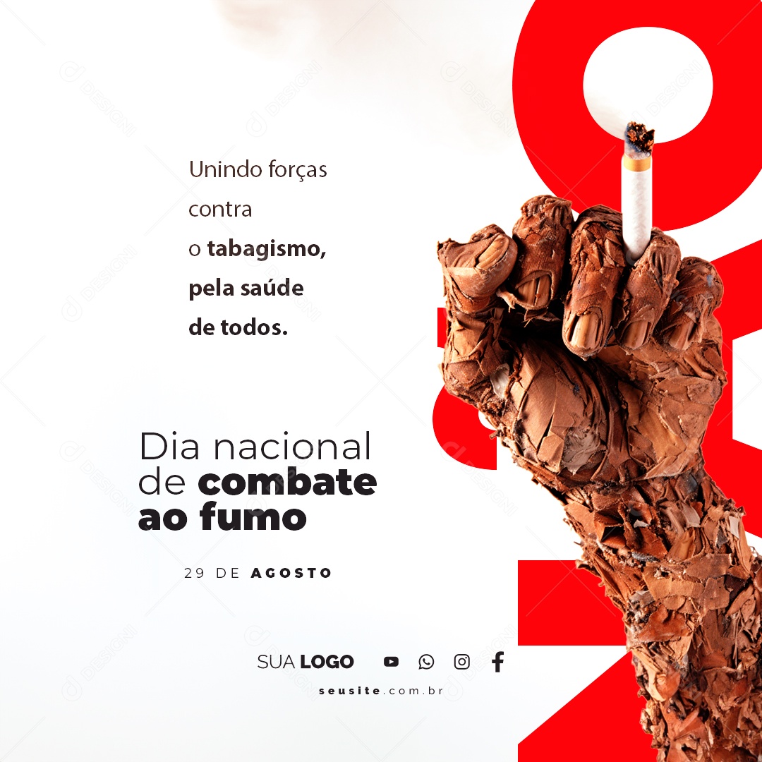 Dia Nacional do Combate ao Fumo Unindo Forças contra o Tabagismo Social Media PSD Editável