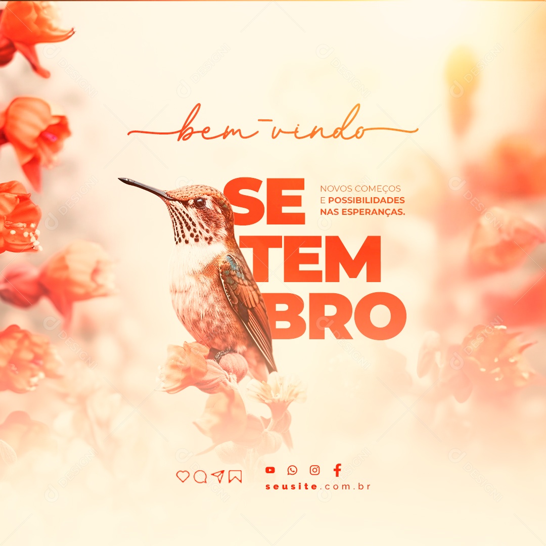 Bem Vindo Setembro Novos Começos e Possibilidades nas Esperanças Social Media PSD Editável